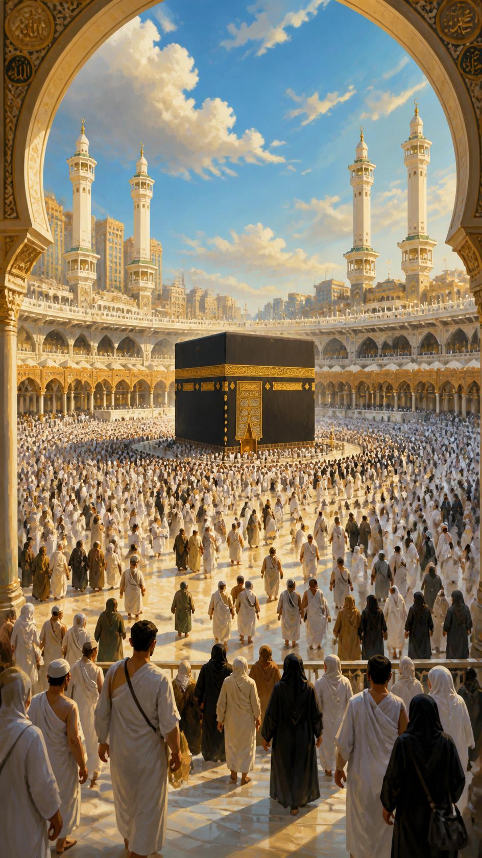 صورة للحج تظهر الكعبة المشرفة والحجاج في المسجد الحرام 1